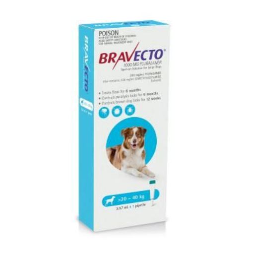 Picture of Bravecto Spot On For Dogs Blue 20-40kg 1 Pack