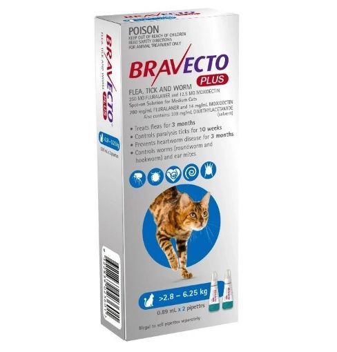 Picture of BRAVECTO CAT PLUS 2PKT BLUE 2.8-6.25KG