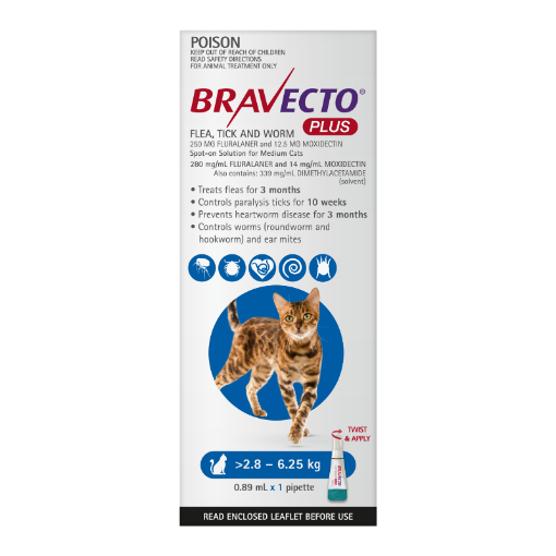 Picture of BRAVECTO CAT PLUS 2.8-6.25KG BLUE